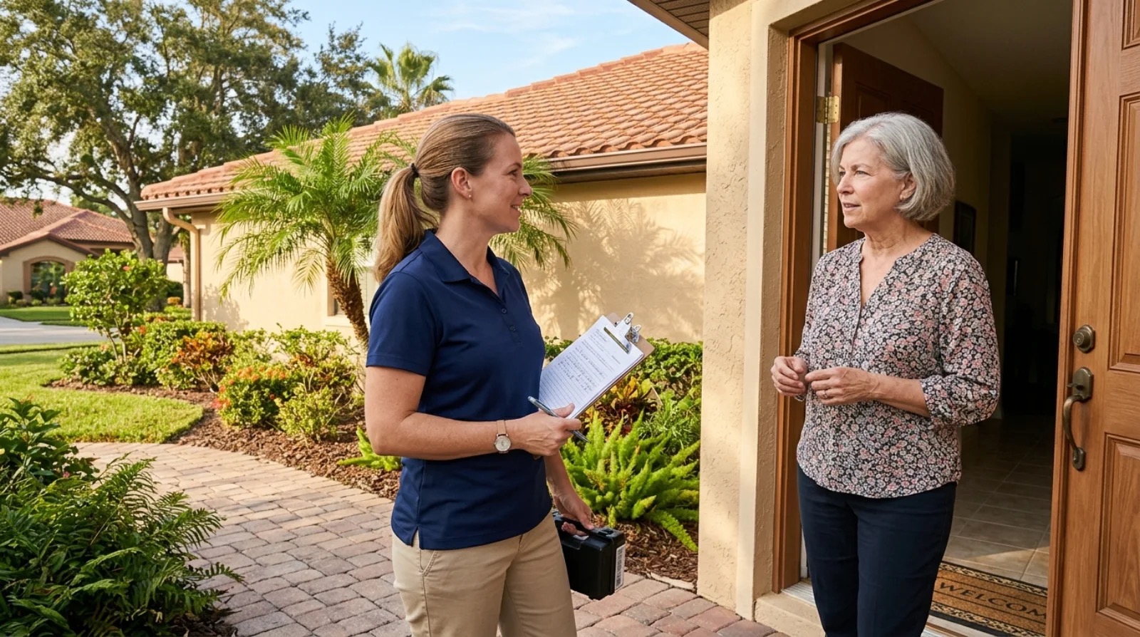 A Crystalline specialist arriving at a Central Florida home for a free estimate