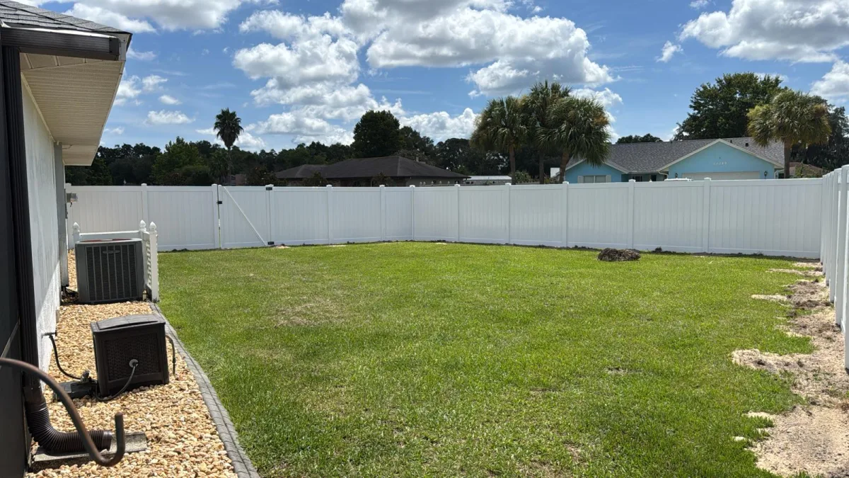 Vinyl privacy, white trees by Crystalline Home Improvement in Central Florida