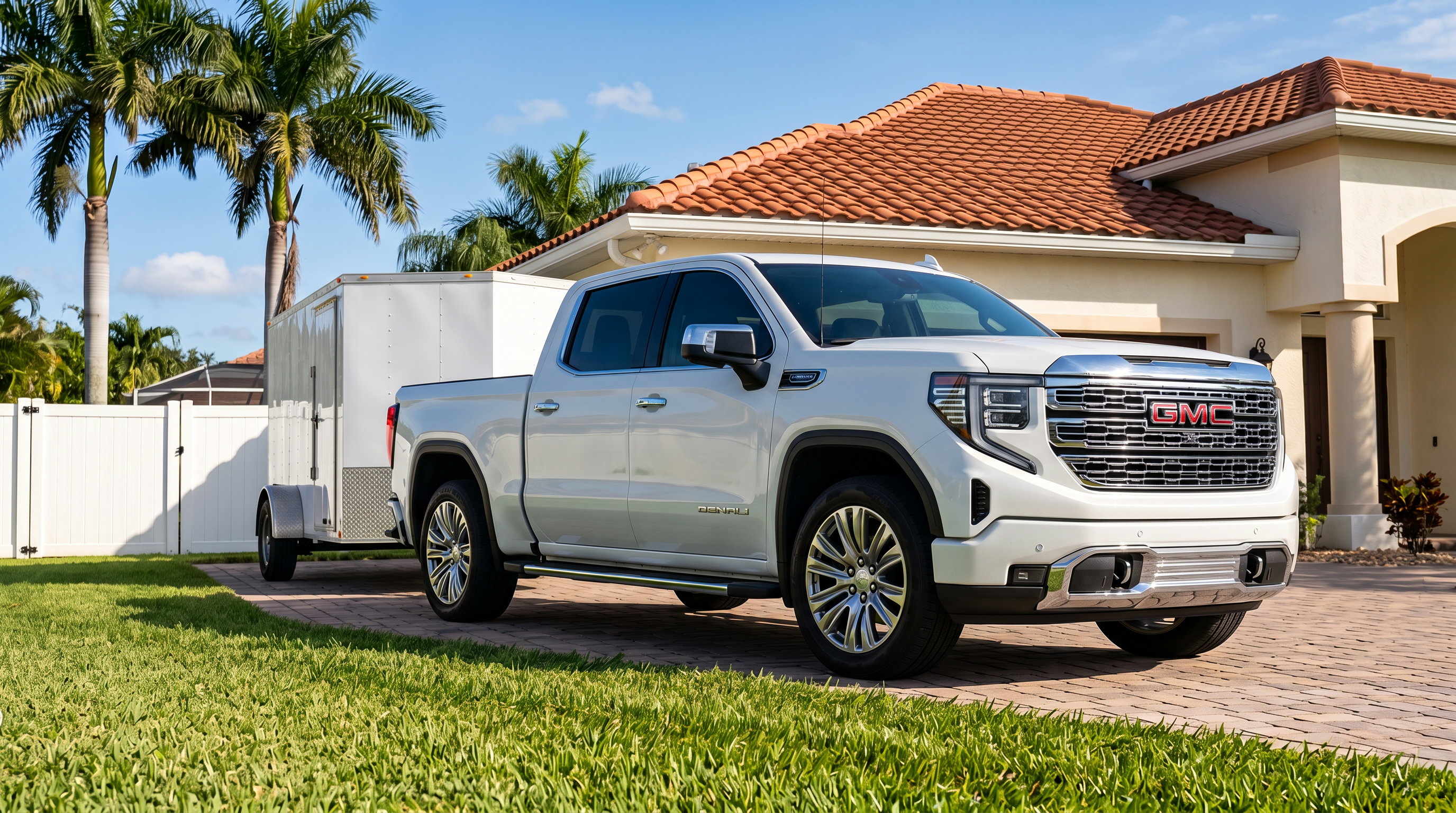 The Crystalline work truck and trailer at a Central Florida home