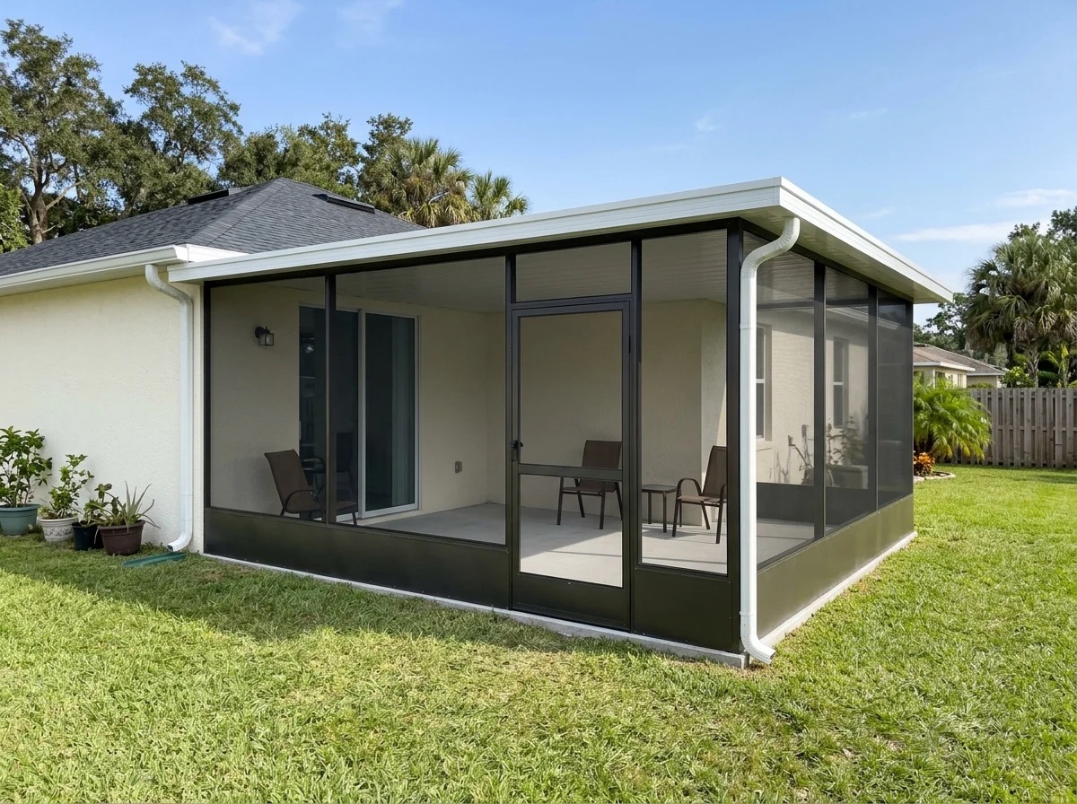 Finished screen room enclosure on a Central Florida home